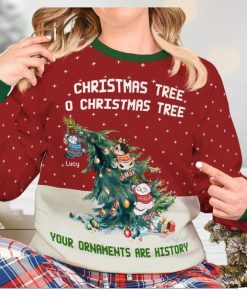 Christmas Tree, Your Ornaments Are History, Gift For Cat Lovers, Personalized Knitted Ugly Sweater, Cat Hanging Sweater, Christmas Gift