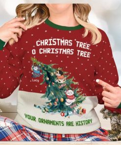 Christmas Tree, Your Ornaments Are History, Gift For Cat Lovers, Personalized Knitted Ugly Sweater, Cat Hanging Sweater, Christmas Gift