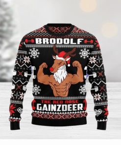 Christmas Ugly Sweater Brodolf The Red Nose Gainzdeer Gym Funny Sweater Gift For Men And Women