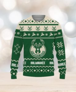 Christmas Ugly Sweater Snow Santa Pattern Logo Milwaukee Bucks Hot Trend For Fans Club