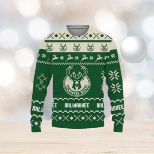 Christmas Ugly Sweater Snow Santa Pattern Logo Milwaukee Bucks Hot Trend For Fans Club