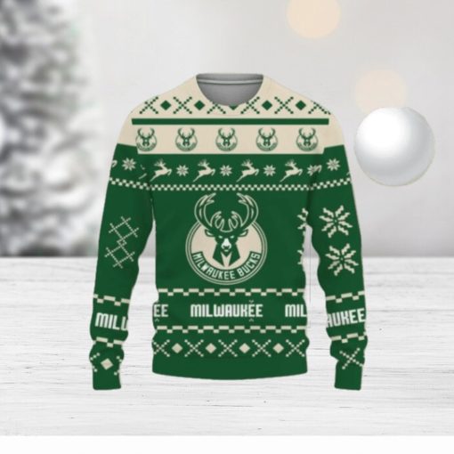 Christmas Ugly Sweater Snow Santa Pattern Logo Milwaukee Bucks Hot Trend For Fans Club