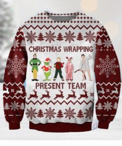 Christmas Wrapping Present Team Muppet Home Alone Elf Grinch Knitted 3D Sweater For Christmas