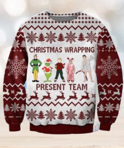 Christmas Wrapping Present Team Muppet Home Alone Elf Grinch Knitted 3D Sweater For Christmas