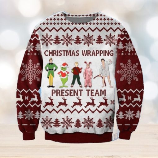 Christmas Wrapping Present Team Muppet Home Alone Elf Grinch Knitted 3D Sweater For Christmas