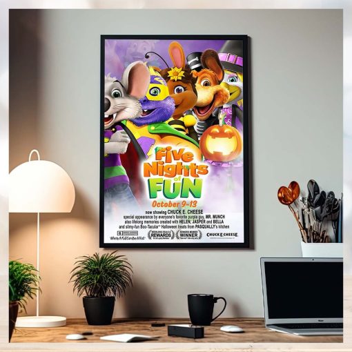 Chuck E Cheese Five Nights Of Fun Home Decor Poster Canvas