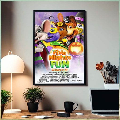 Chuck E Cheese Five Nights Of Fun Home Decor Poster Canvas