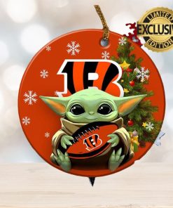 Cincinnati Bengals Baby Yoda NFL Christmas Decorations Ceramic Ornament