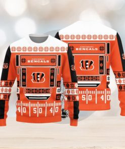 Cincinnati Bengals Christmas Ball Snowfalke Pattern Knitted Sweater