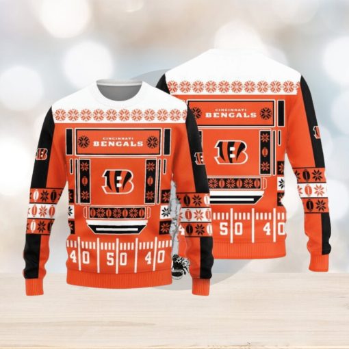 Cincinnati Bengals Christmas Ball Snowfalke Pattern Knitted Sweater