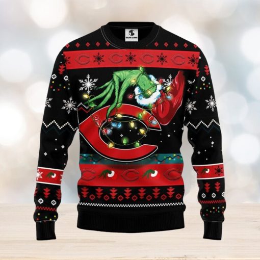 Cincinnati Reds Funny Grinch Christmas Ugly Sweater 3D Christmas Xmas Sweater