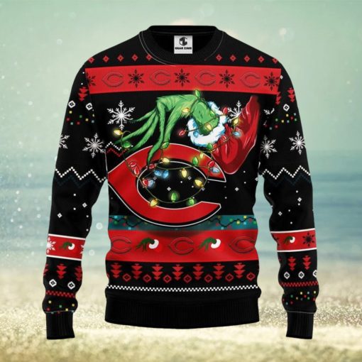 Cincinnati Reds Funny Grinch Christmas Ugly Sweater 3D Christmas Xmas Sweater