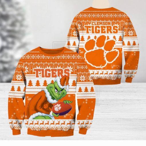 Clemson Tigers Grinch Christmas Ugly Sweater NCAA Funny Gift For Men And Women