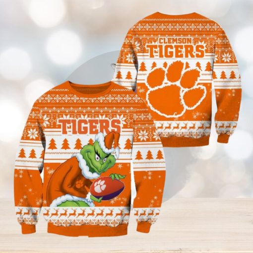 Clemson Tigers Grinch Christmas Ugly Sweater NCAA Funny Gift For Men And Women