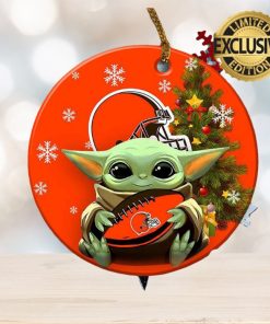 Cleveland Browns Baby Yoda NFL Christmas Decorations Ceramic Ornament