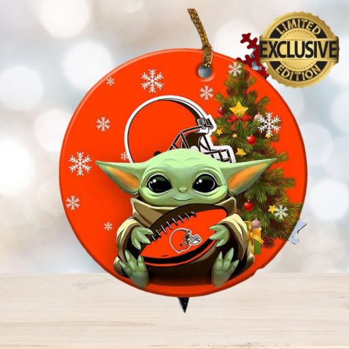 Cleveland Browns Baby Yoda NFL Christmas Decorations Ceramic Ornament