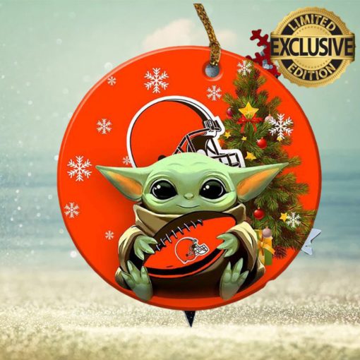 Cleveland Browns Baby Yoda NFL Christmas Decorations Ceramic Ornament