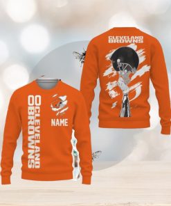 Cleveland Browns Sports American Football Helmet Knitted Christmas Sweater All Over Print Custom Number And Name