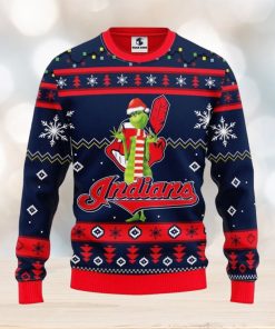 Cleveland Indians Funny Grinch Christmas Ugly Sweater 3D Christmas Xmas Sweater