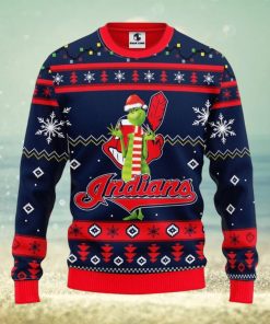 Cleveland Indians Funny Grinch Christmas Ugly Sweater 3D Christmas Xmas Sweater