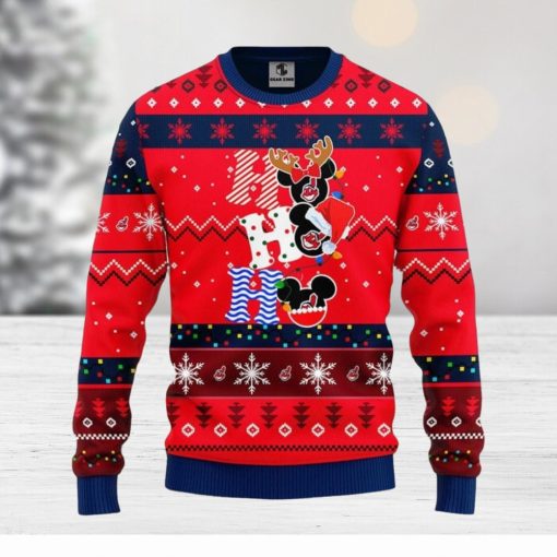 Cleveland Indians Hohoho Mickey Christmas Ugly Sweater Christmas Gift For Fans Party Hoiliday Gift