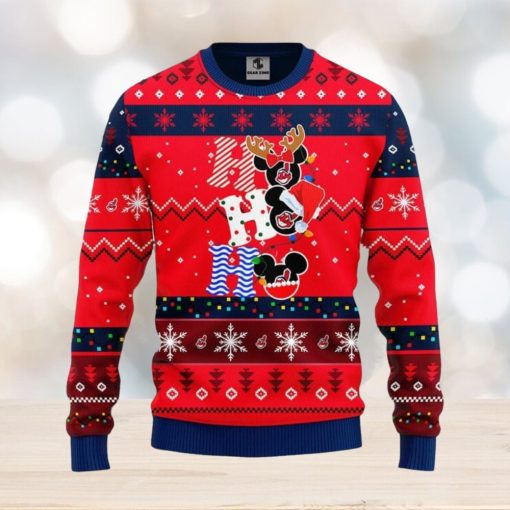 Cleveland Indians Hohoho Mickey Christmas Ugly Sweater Christmas Gift For Fans Party Hoiliday Gift