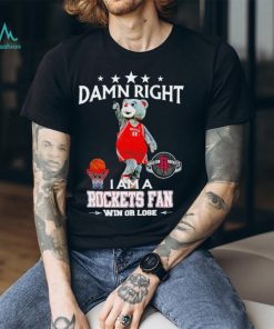 Clutch mascot damn right I am a Rockets fan win or lose shirt