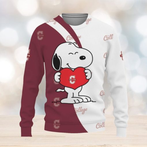 College of Charleston Cougars Snoopy Cute Heart American Sports Team Knitted Christmas Sweater