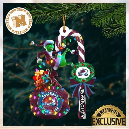 Colorado Avalanche NHL Grinch Candy Cane Personalized Xmas Gifts Christmas Tree Decorations Ornament_15233374 1