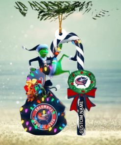 Columbus Blue Jackets NHL Grinch Candy Cane Personalized Xmas Gifts Christmas Tree Decorations Ornament