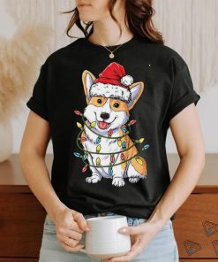 Corgi Santa Christmas Tree Lights Xmas Funny T Shirt