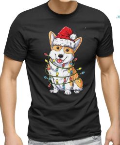 Corgi Santa Christmas Tree Lights Xmas Funny T Shirt