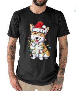 Corgi Santa Christmas Tree Lights Xmas Funny T Shirt