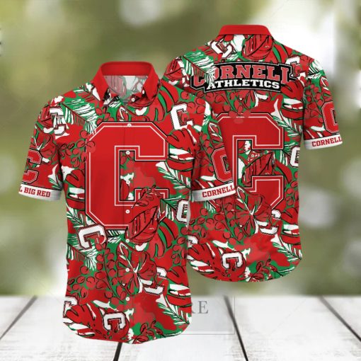 Cornell Big Red NCAA Hawaiian Shirt Garden Parties Aloha Shirt