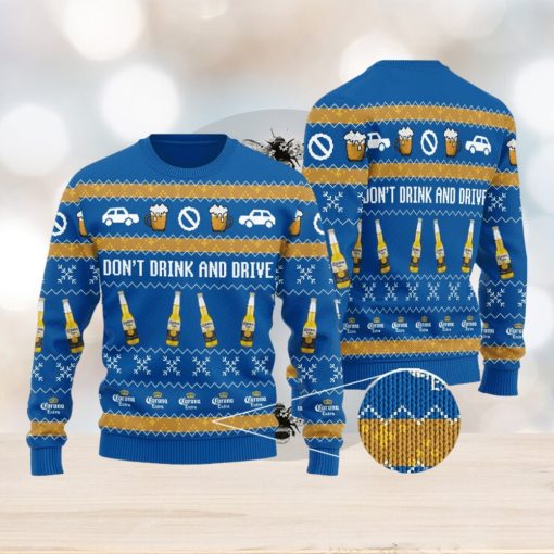 Corona Don’t Drink And Drive Blue Knitted 3D Sweater Gift For Xmas