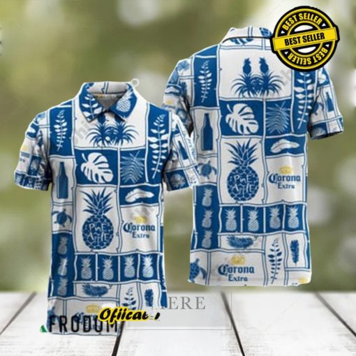 Corona Extra Tropical Pineapple Hawaiian Polo Shirts