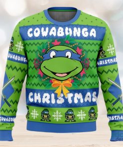 Cowabunga Leonardo Christmas Teenage Mutant Ninja Turtles Ugly Christmas Sweater Unisex 3D Christmas Sweater Gift