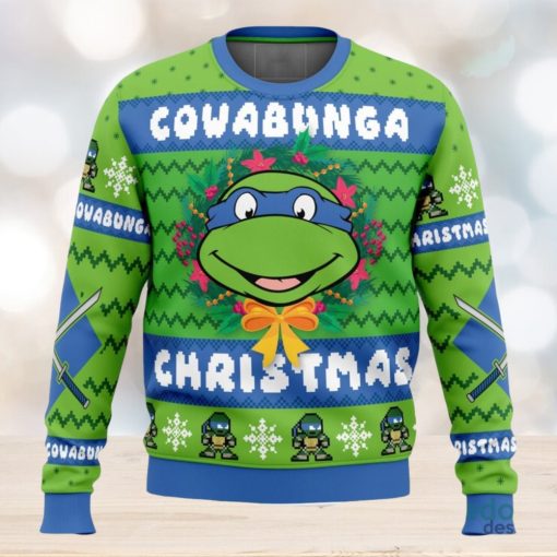 Cowabunga Leonardo Christmas Teenage Mutant Ninja Turtles Ugly Christmas Sweater Unisex 3D Christmas Sweater Gift