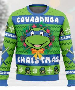 Cowabunga Leonardo Christmas Teenage Mutant Ninja Turtles Ugly Christmas Sweater Unisex 3D Christmas Sweater Gift