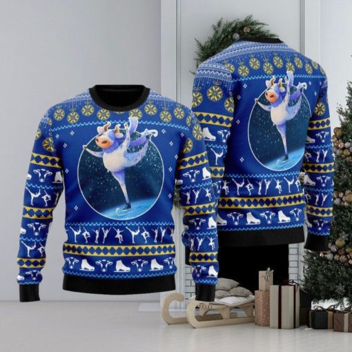 Cows Ice Skating Ugly Christmas Sweater Funny Gift For Men And Women Family Holidays