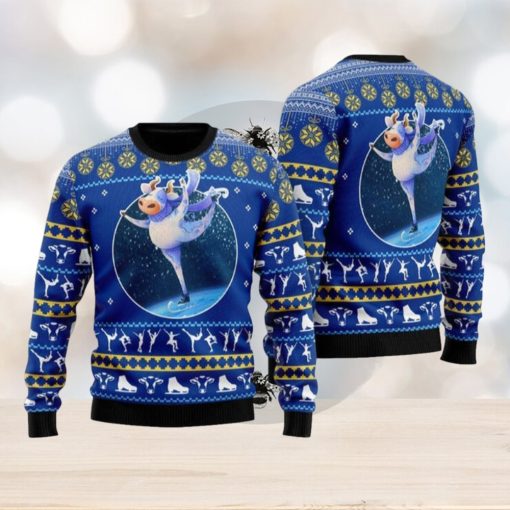 Cows Ice Skating Ugly Christmas Sweater Funny Gift For Men And Women Family Holidays