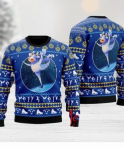 Cows Ice Skating Ugly Christmas Sweater Gift Knitting Sweater