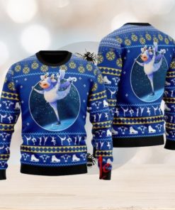 Cows Ice Skating Ugly Christmas Sweater Gift Knitting Sweater