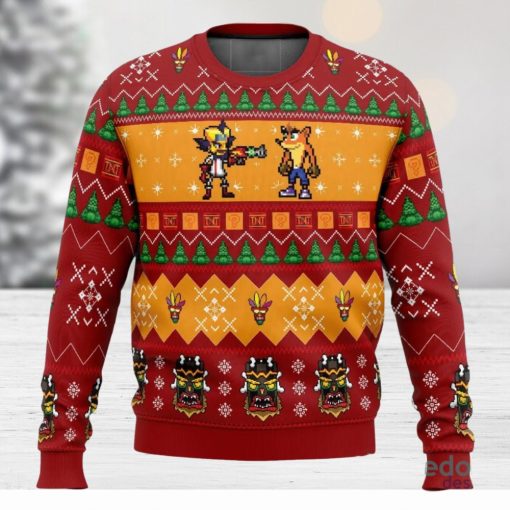 Crash and Doc Neo Crash Bandicoot 3D Ugly Christmas Sweater Christmas Gift Ideas Party Gift