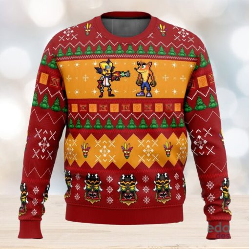 Crash and Doc Neo Crash Bandicoot 3D Ugly Christmas Sweater Christmas Gift Ideas Party Gift