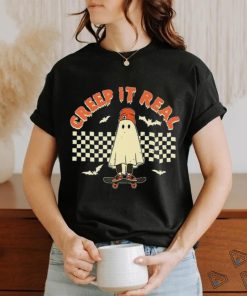 Creep It Real Skateboarding Ghost Halloween T Shirt