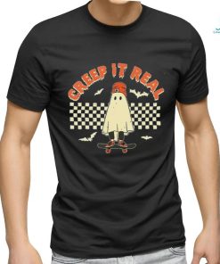 Creep It Real Skateboarding Ghost Halloween T Shirt