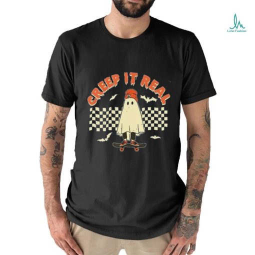 Creep It Real Skateboarding Ghost Halloween T Shirt