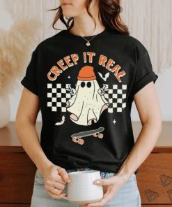 Creep It Real Skateboarding Ghost Retro Halloween T Shirt