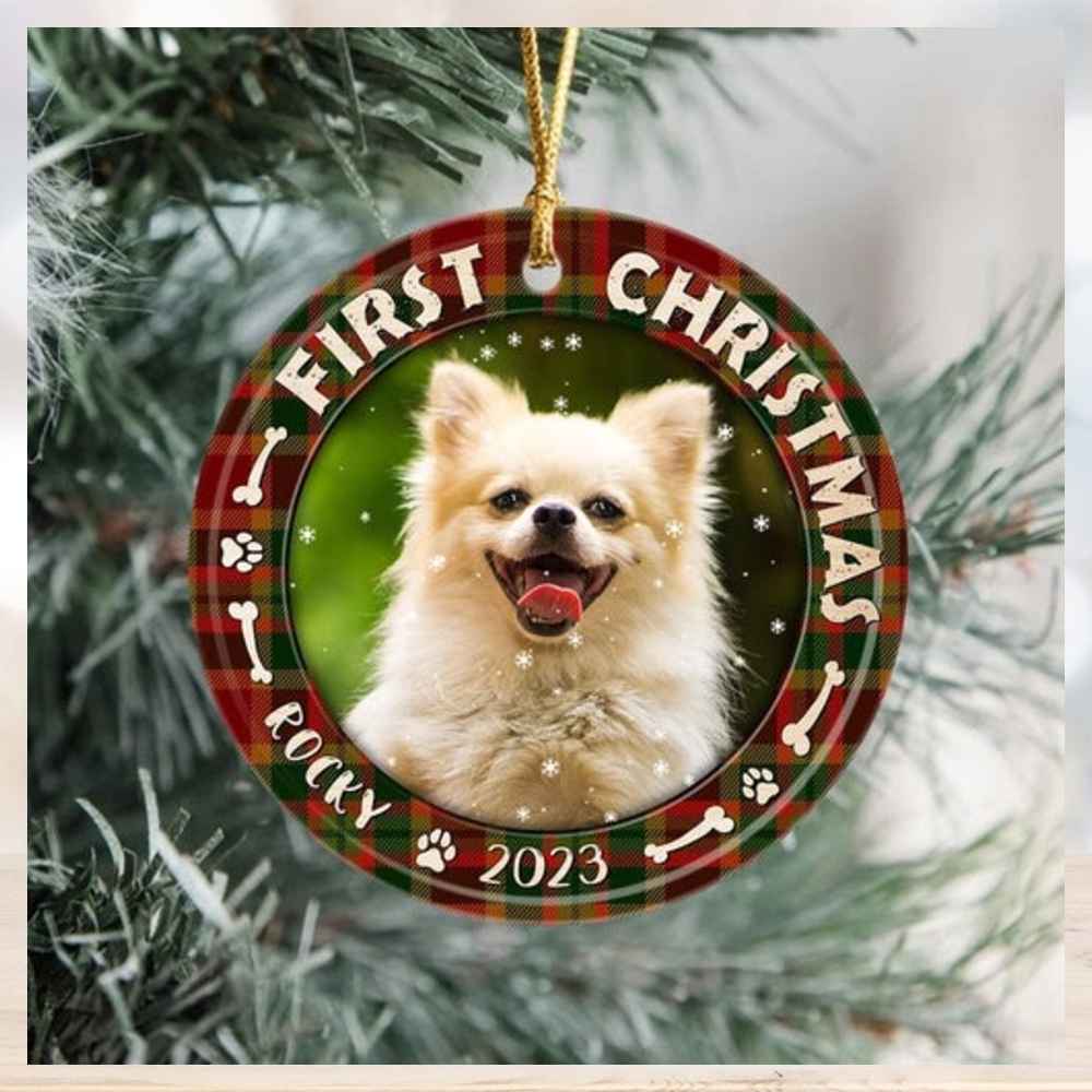 Custom Dog Photo First Christmas Ceramic Ornament N304 889720 Custom Dog Photo First Christmas Ceramic Ornament N304 889720
